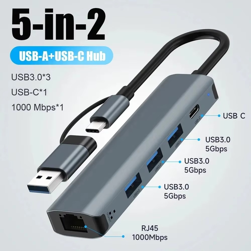 Usb Hub Type C - Multiport USB-C-HUB Erweiterungsdock 5-in-2 USB 3.0